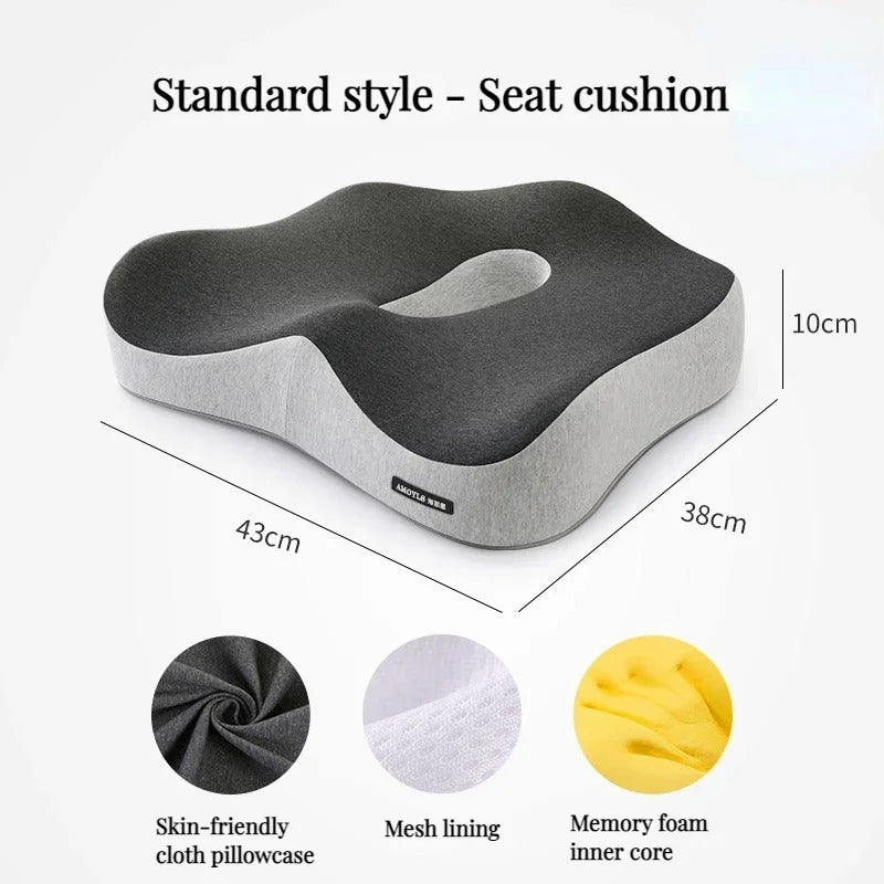 OrthoFlex Lumbar Memory Foam Chair Cushion for Car and Desk