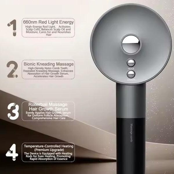 NovaRoot 3-in-1 infrapuna-LED-hiustenkasvun päänahan hierontalaite öljylle