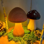 Mushroom-Shaped Wooden Lamp