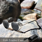 Gotiske steampunk runde solbriller polariserte linser
