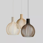 Scandi Wooden Cage Pendant Light