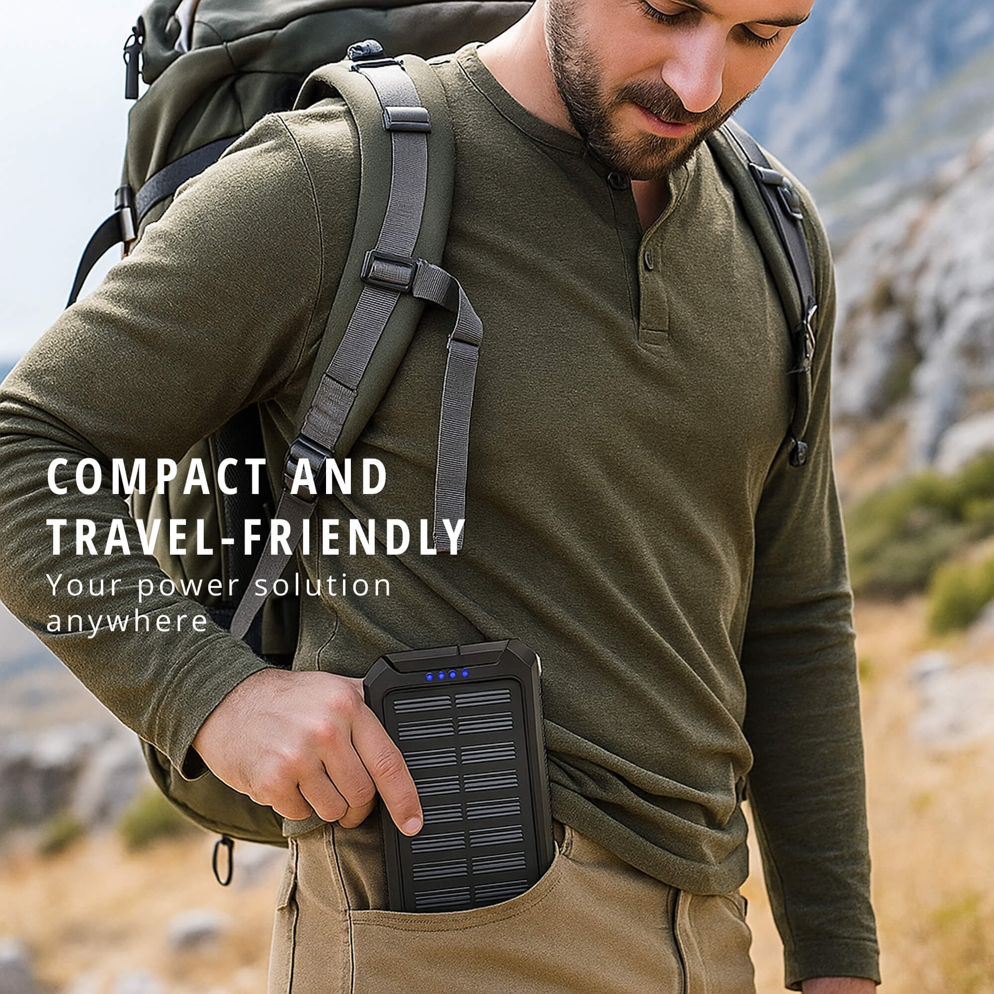 SolaraCharge Pico 500000mAh Power Bank Solar à Prova de Água