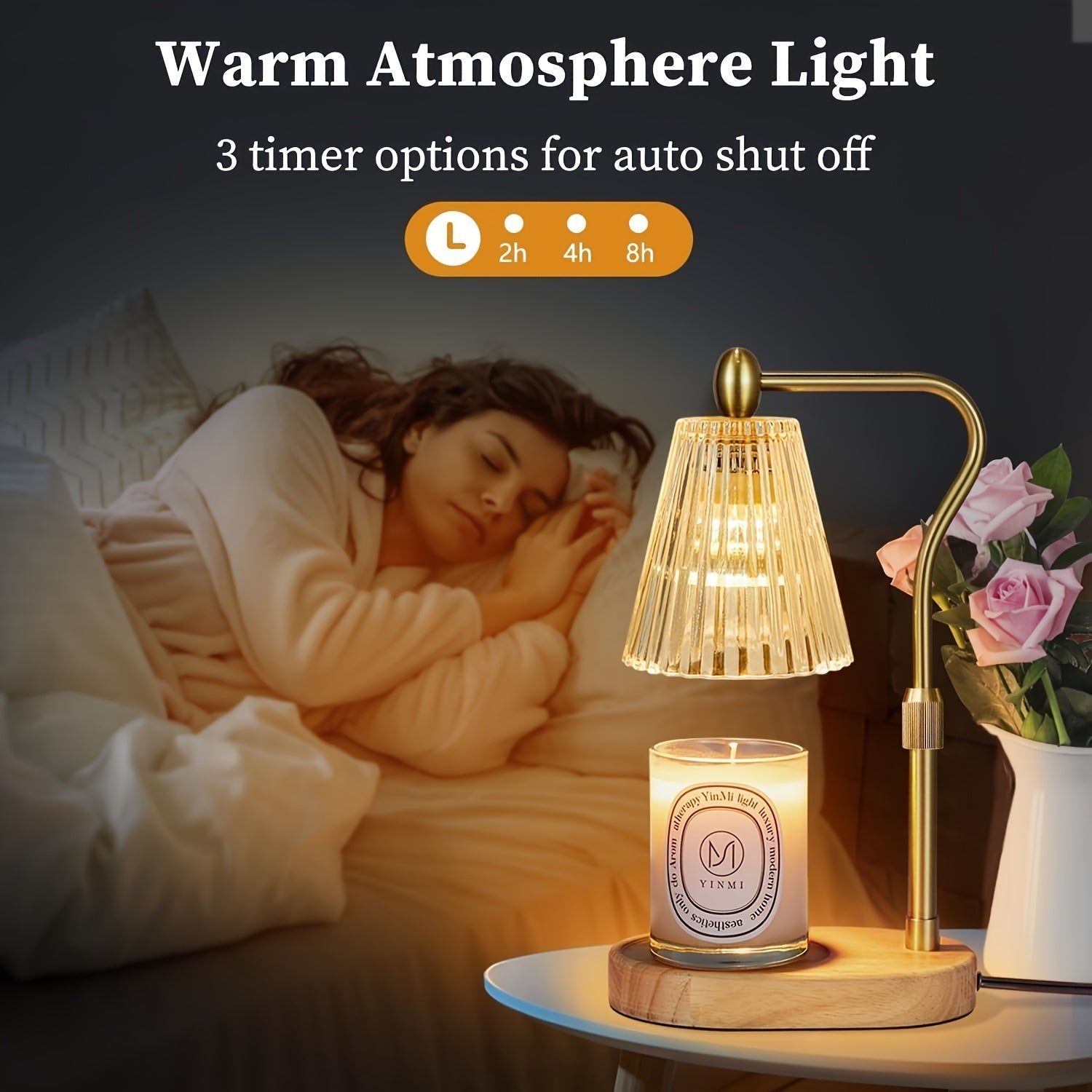 Lampa świecowa Aurora Warm-Glow | ściemnialna, regulowana na wysokość z timerem