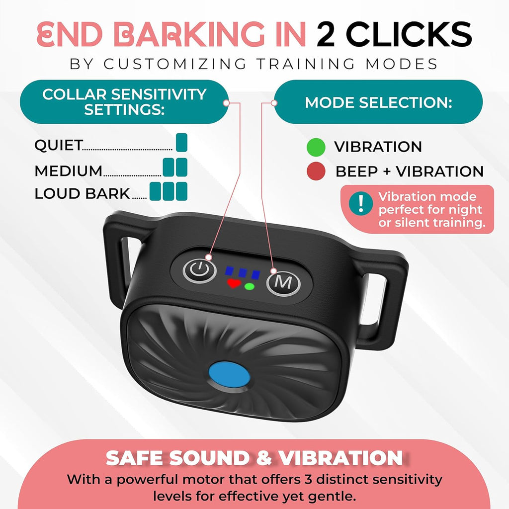 PawQuiet Anti Bark Collar for Small Dogs Training Band