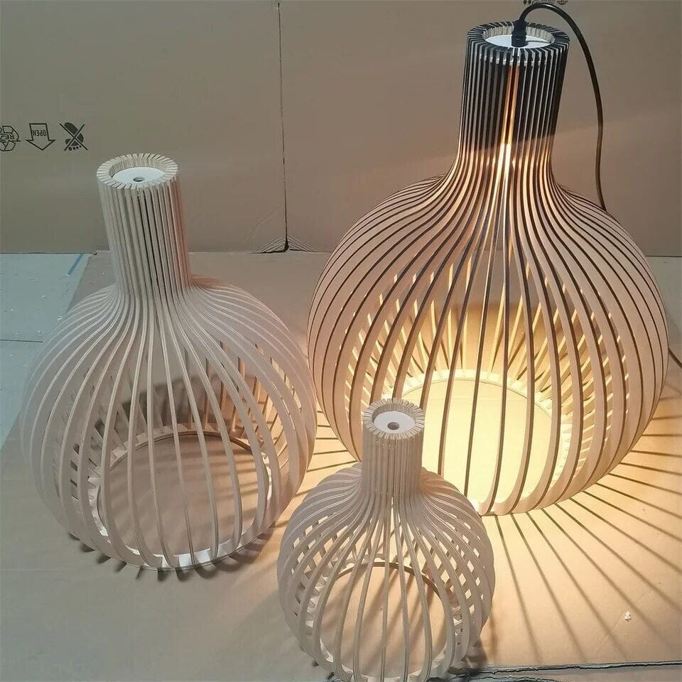 Scandi Wooden Cage Pendant Light