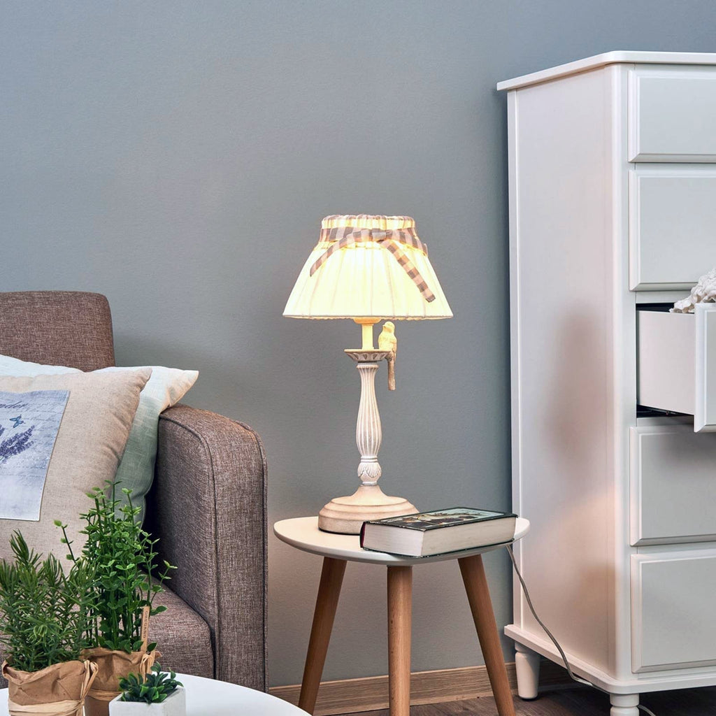 Elowen bordlampe i boho-stil med tekstilskjerm