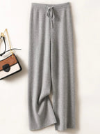 Adele Women’s Wide-Leg Knit Pants – Soft Loose Fit 100% Merino Wool Trousers for Autumn/Winter 2