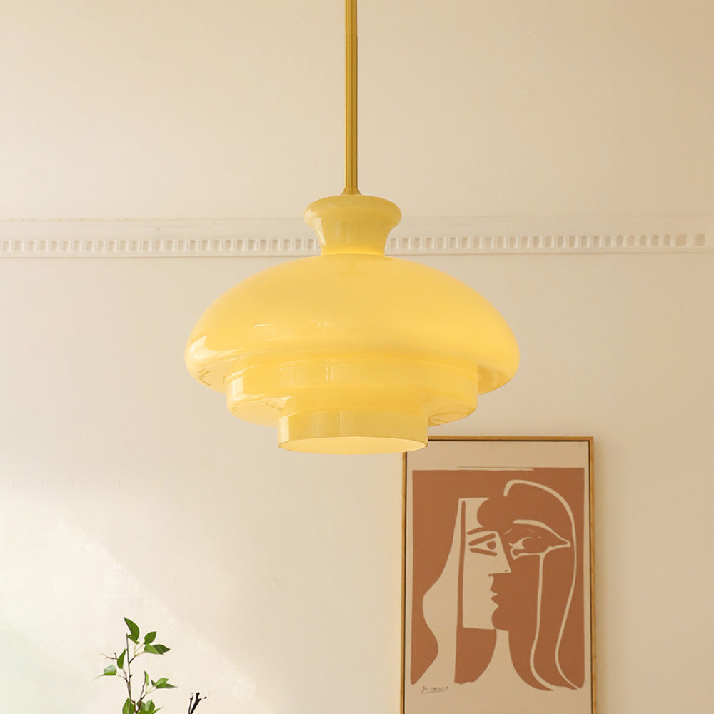 Marlon | Bauhaus Cream Yellow Glass Pendant Light