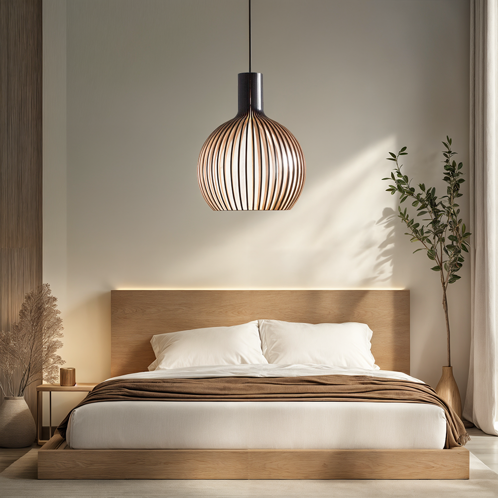 Scandi Wooden Cage Pendant Light