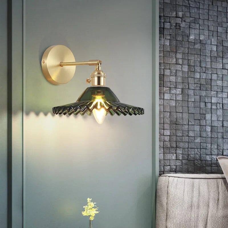 Sylas | Vintage Green Glass Wall Lamp