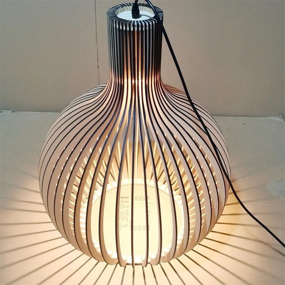 Scandi Wooden Cage Pendant Light