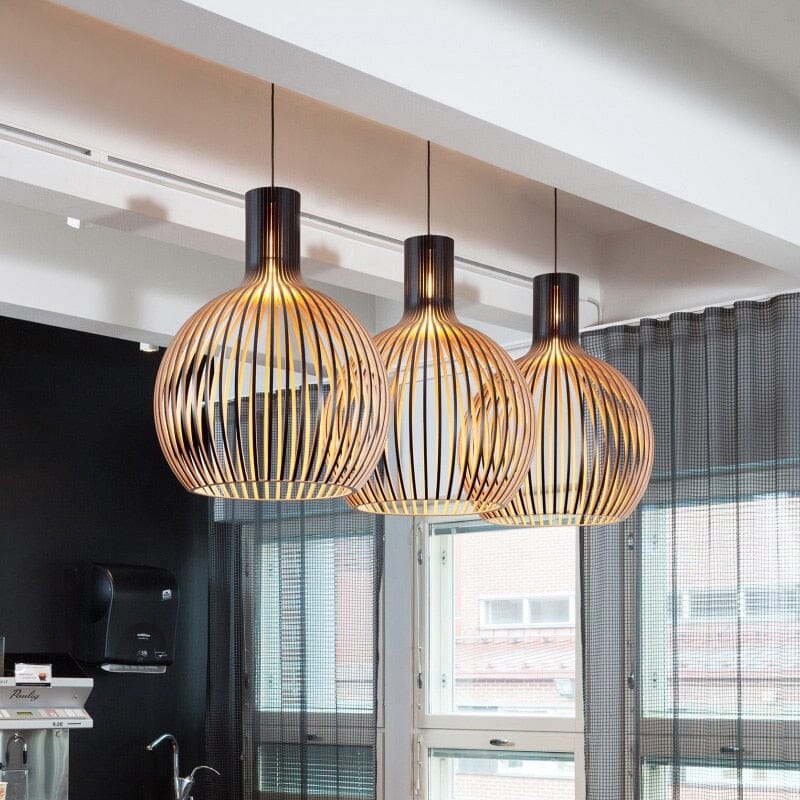 Scandi Wooden Cage Pendant Light