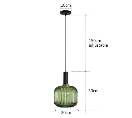 Levendige retro glazen hanglamp met LED voor woonkamer