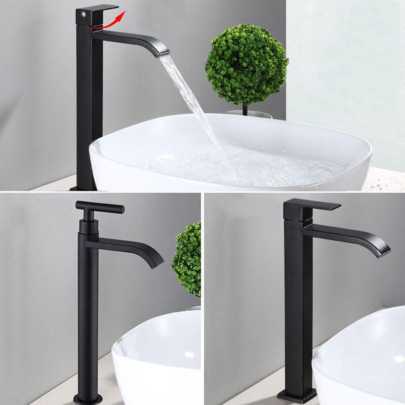 NoirFlow Matte Black Cold Water Fittings for Wash Basins