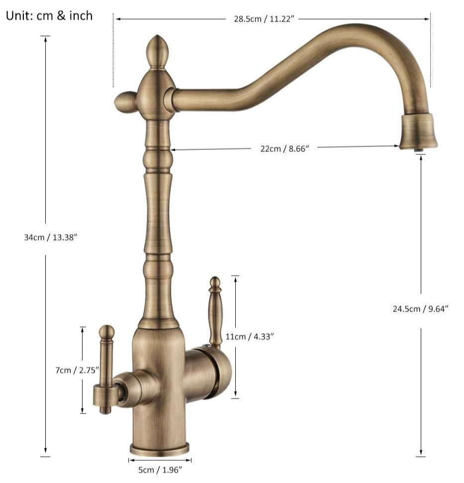 HeritageFlow Copper Kitchen Faucet Classic Deck Mounted