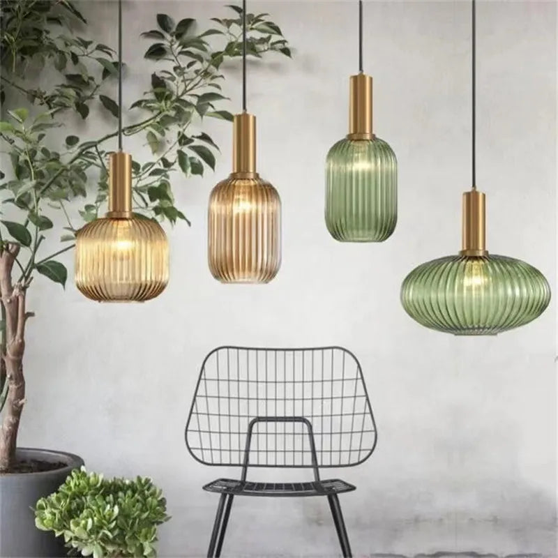 Vivid Retro Glass Pendant Light With LED For Living Room