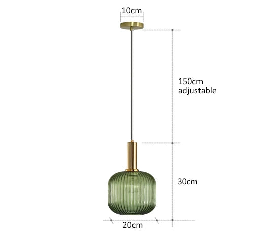 Levendige retro glazen hanglamp met LED voor woonkamer