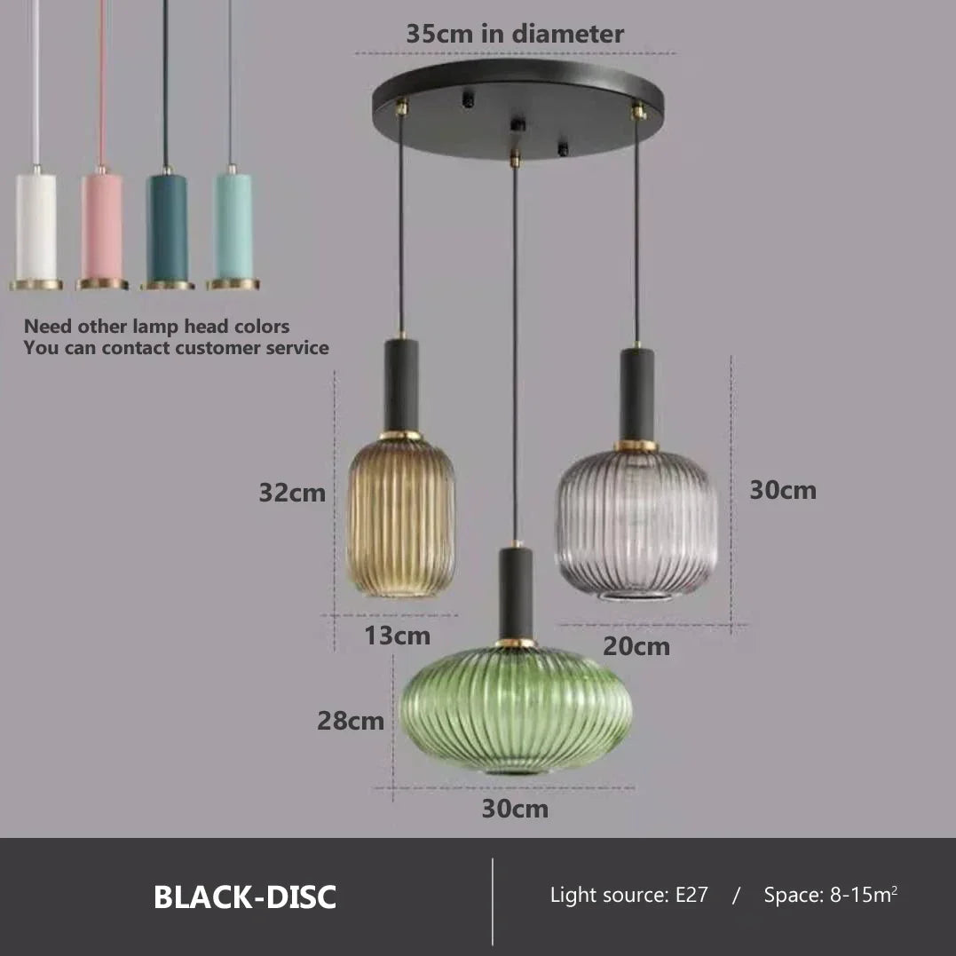 Levendige retro glazen hanglamp met LED voor woonkamer