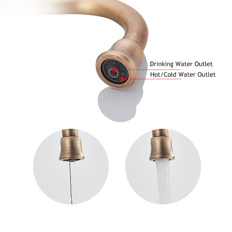 HeritageFlow Copper Kitchen Faucet Classic Deck Mounted