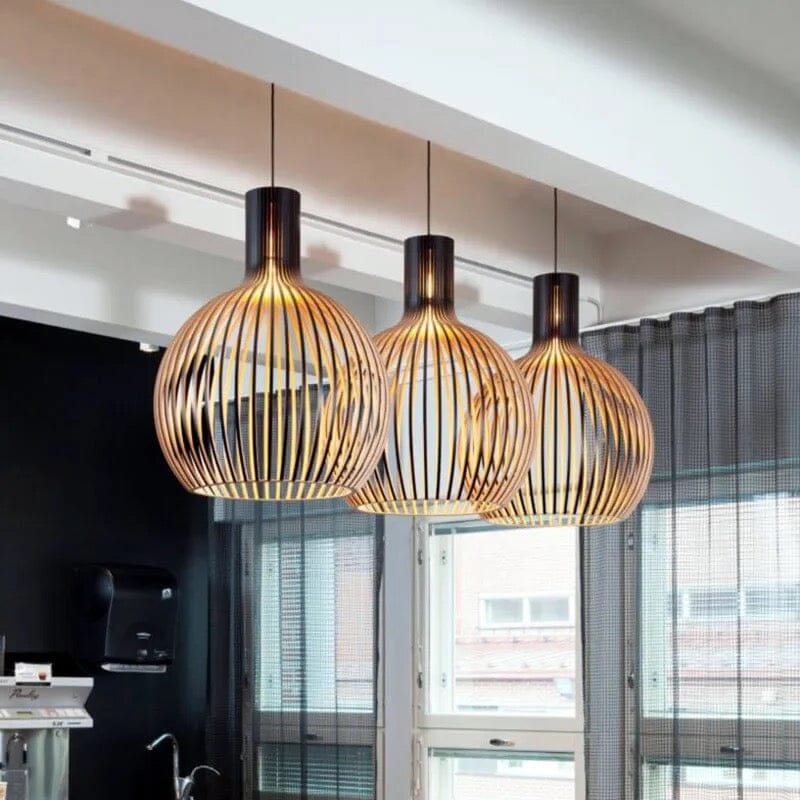 Scandi Wooden Cage Pendant Light