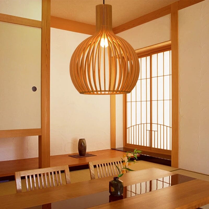 Scandi Wooden Cage Pendant Light
