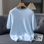 Lennon Men’s Knit T-Shirt – Soft Lightweight Short-Sleeve Pullover, 100% Mink Cashmere 6