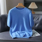 Lennon Men’s Knit T-Shirt – Soft Lightweight Short-Sleeve Pullover, 100% Mink Cashmere 9