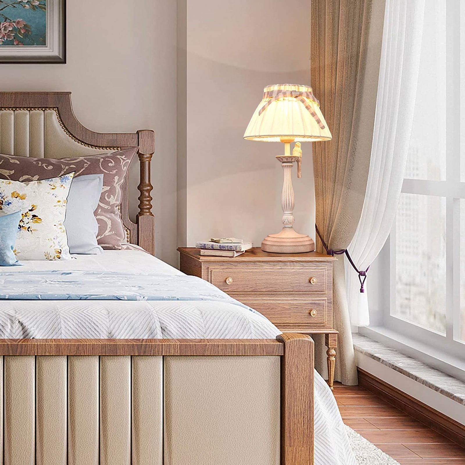 Elowen bordlampe i boho-stil med tekstilskjerm