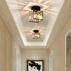 Norroe - Lampada da soffitto in cristallo - Metallo nero e cristallo K9 a plafone