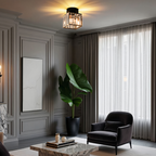 Norroe - Lampada da soffitto in cristallo - Metallo nero e cristallo K9 a plafone