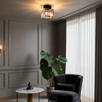 Norroe - Lampada da soffitto in cristallo - Metallo nero e cristallo K9 a plafone