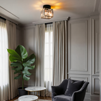 Norroe - Lampada da soffitto in cristallo - Metallo nero e cristallo K9 a plafone