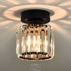 Norroe - Lampada da soffitto in cristallo - Metallo nero e cristallo K9 a plafone