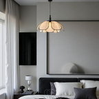 Norroe - Lampada a sospensione in rattan a forma di fiore con accenti neri
