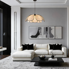 Norroe - Lampada a sospensione in rattan a forma di fiore con accenti neri