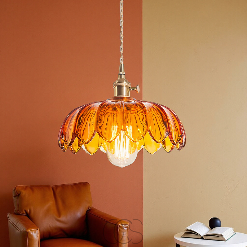 Norroe - Glass Flower Hengelampe - Vintage Design