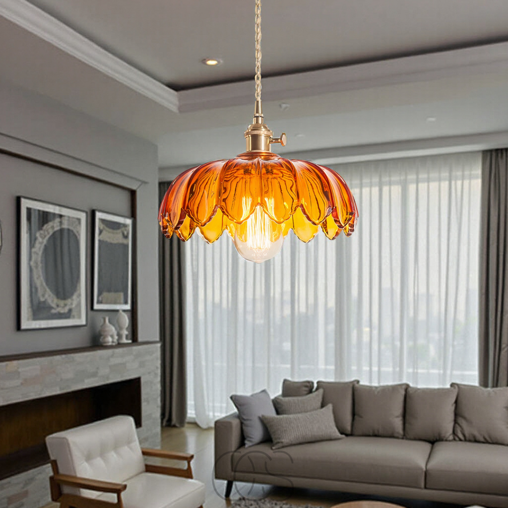 Norroe - Glass Flower Hengelampe - Vintage Design