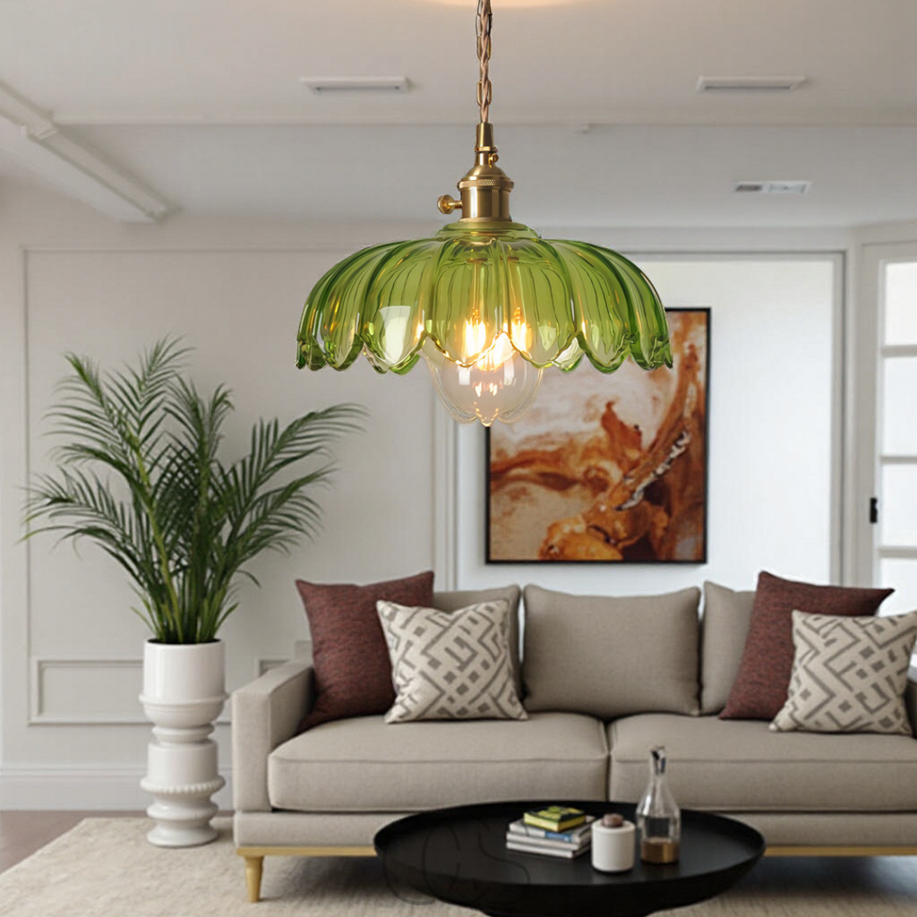 Norroe - Glass Flower Hengelampe - Vintage Design