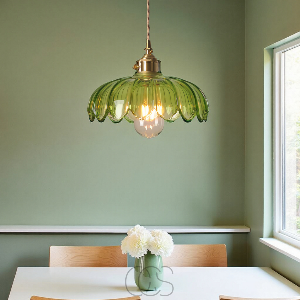 Norroe - Glass Flower Hengelampe - Vintage Design