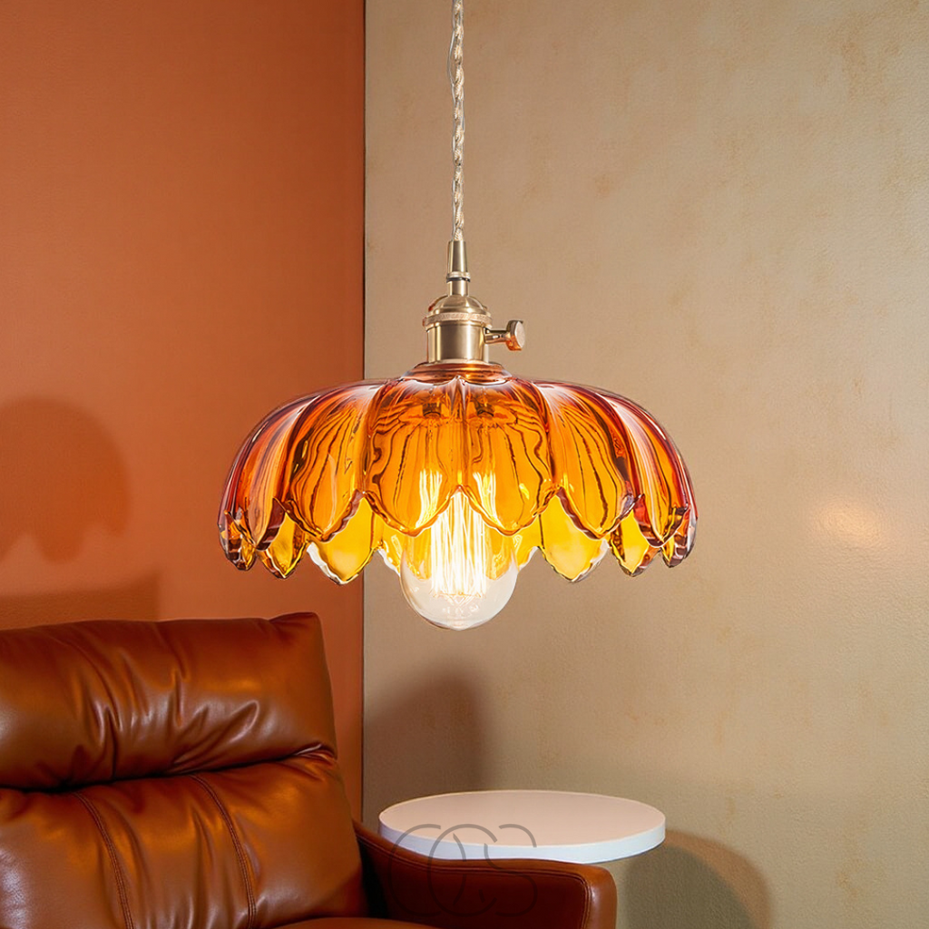 Norroe - Glass Flower Hengelampe - Vintage Design