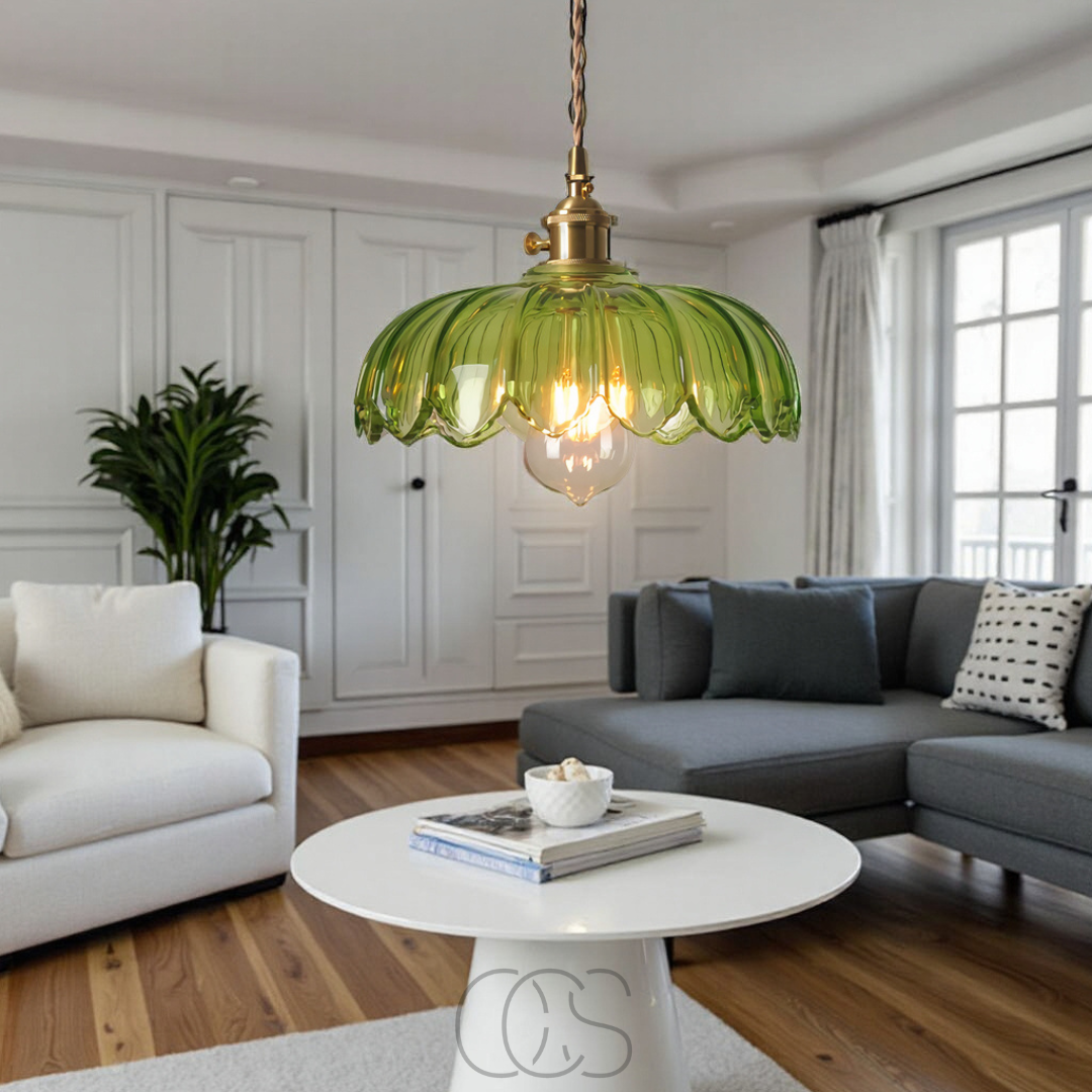 Norroe - Glass Flower Hengelampe - Vintage Design