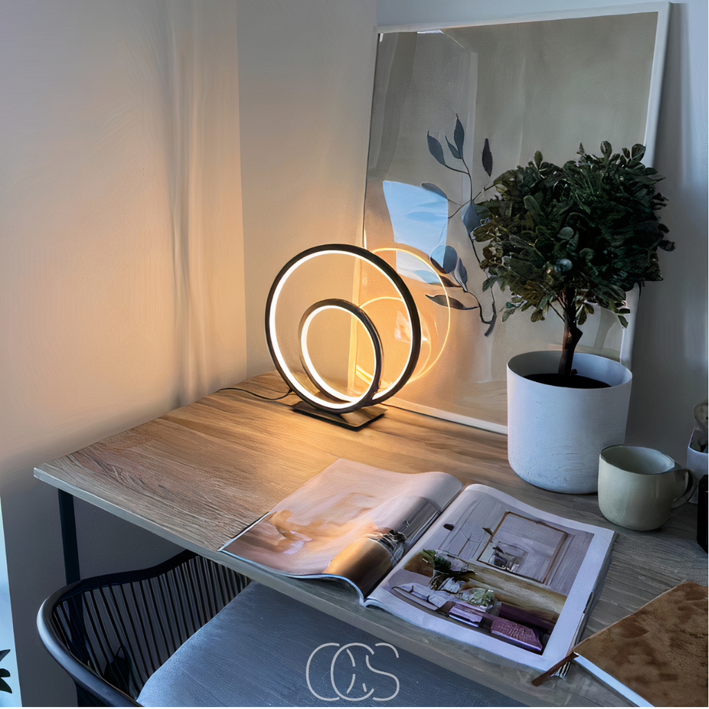 Norroe - Lampada da tavolo LED a doppio anello