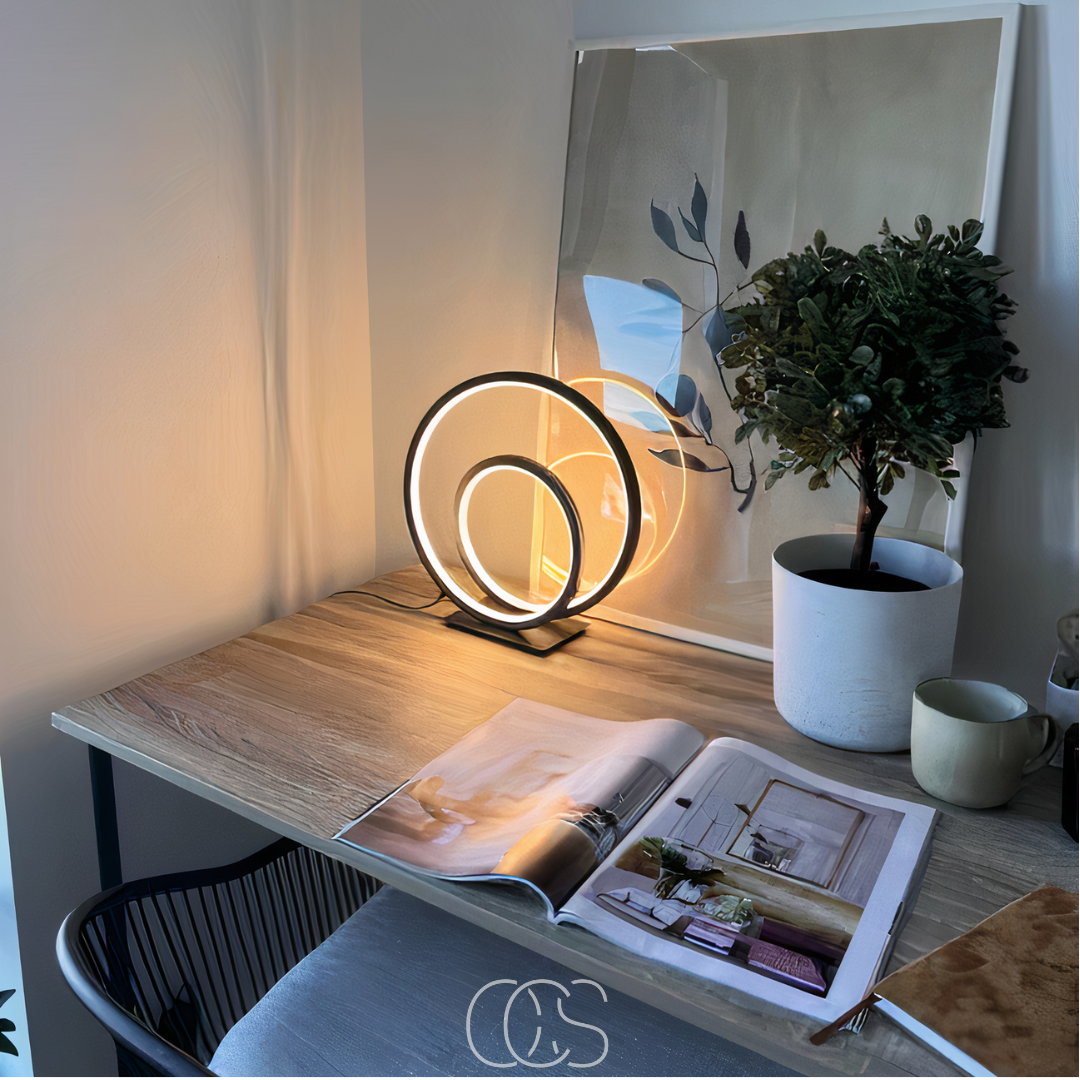 Norroe - Lampada da tavolo LED a doppio anello