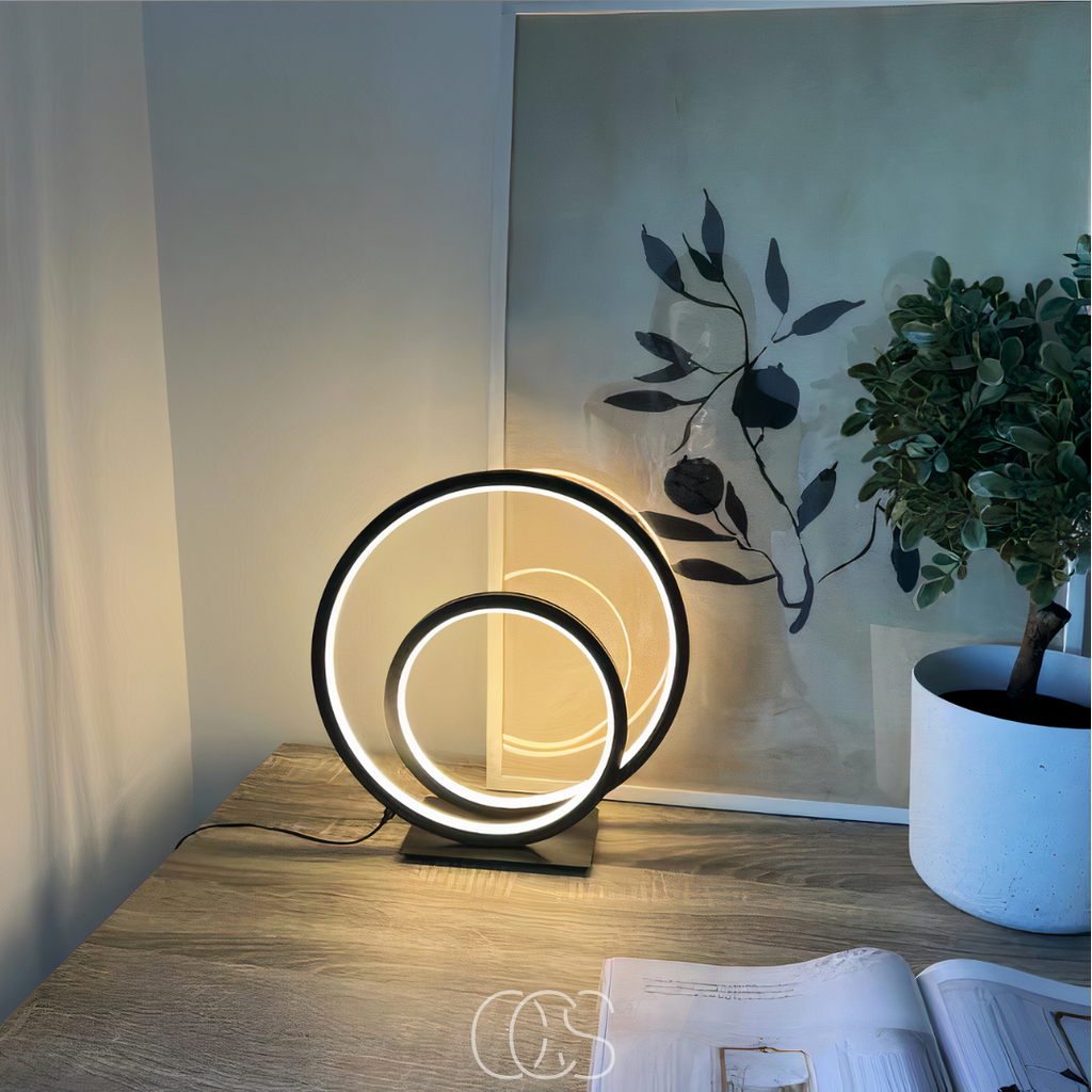 Norroe - Lampada da tavolo LED a doppio anello