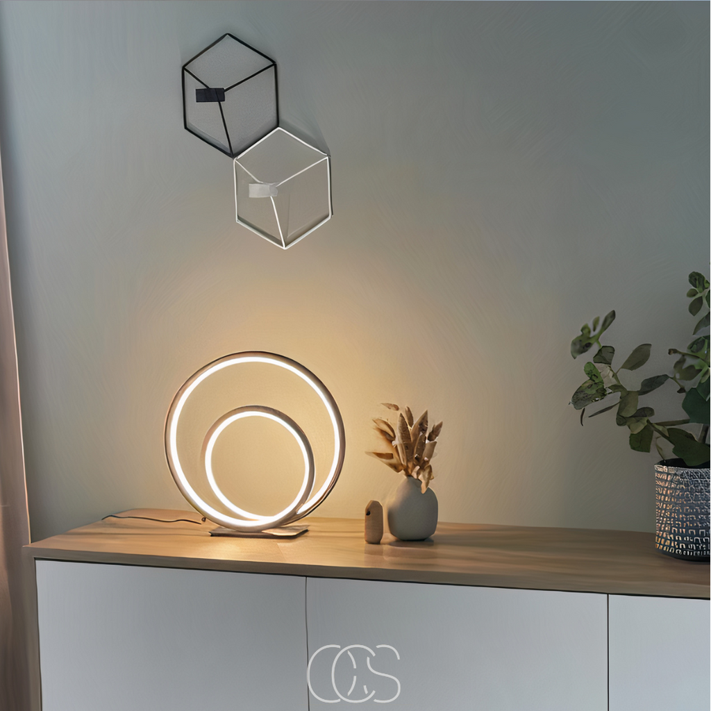 Norroe - Lampada da tavolo LED a doppio anello
