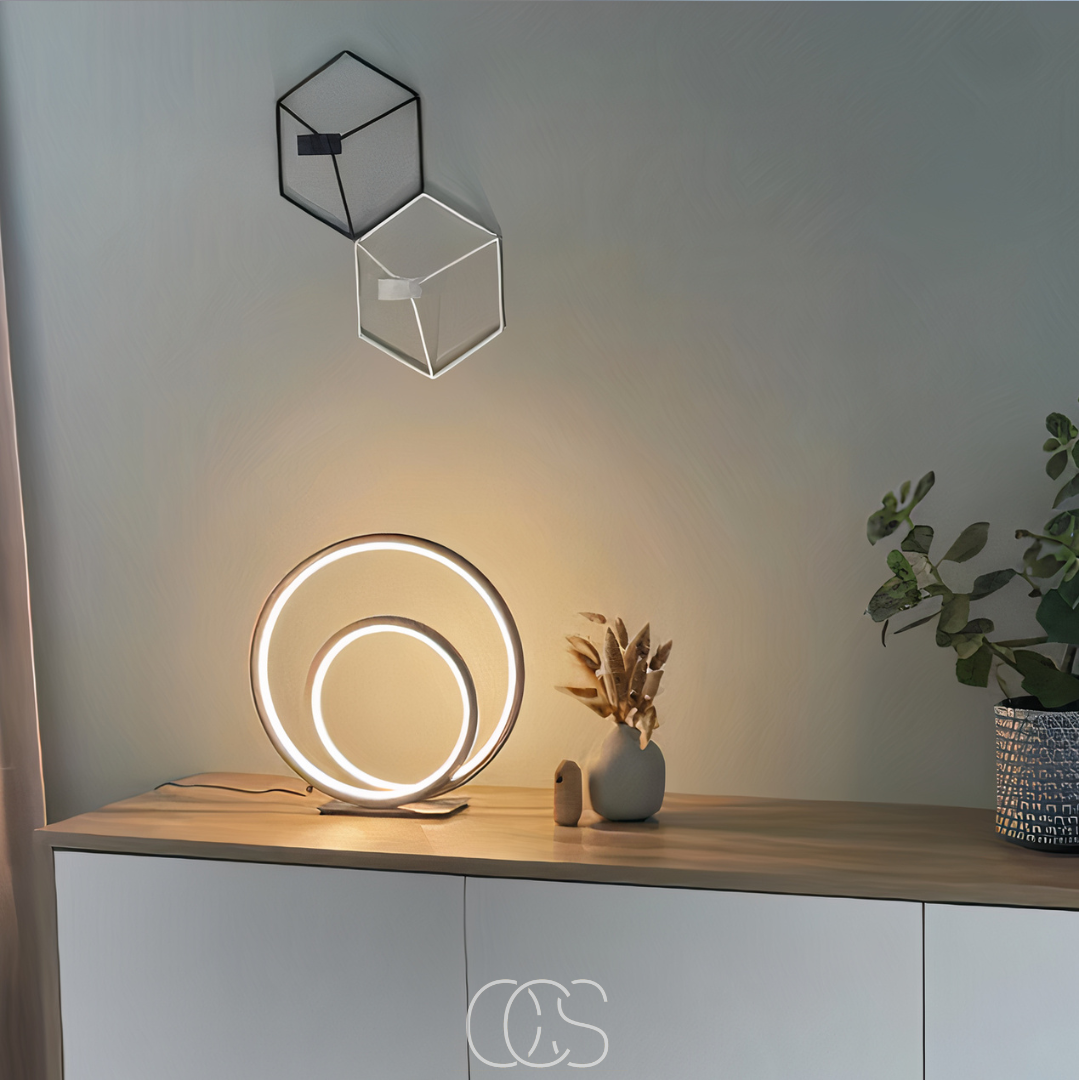 Norroe - Lampada da tavolo LED a doppio anello