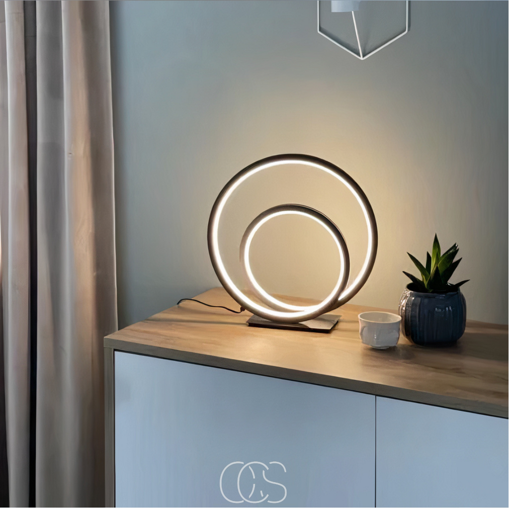 Norroe - Lampada da tavolo LED a doppio anello