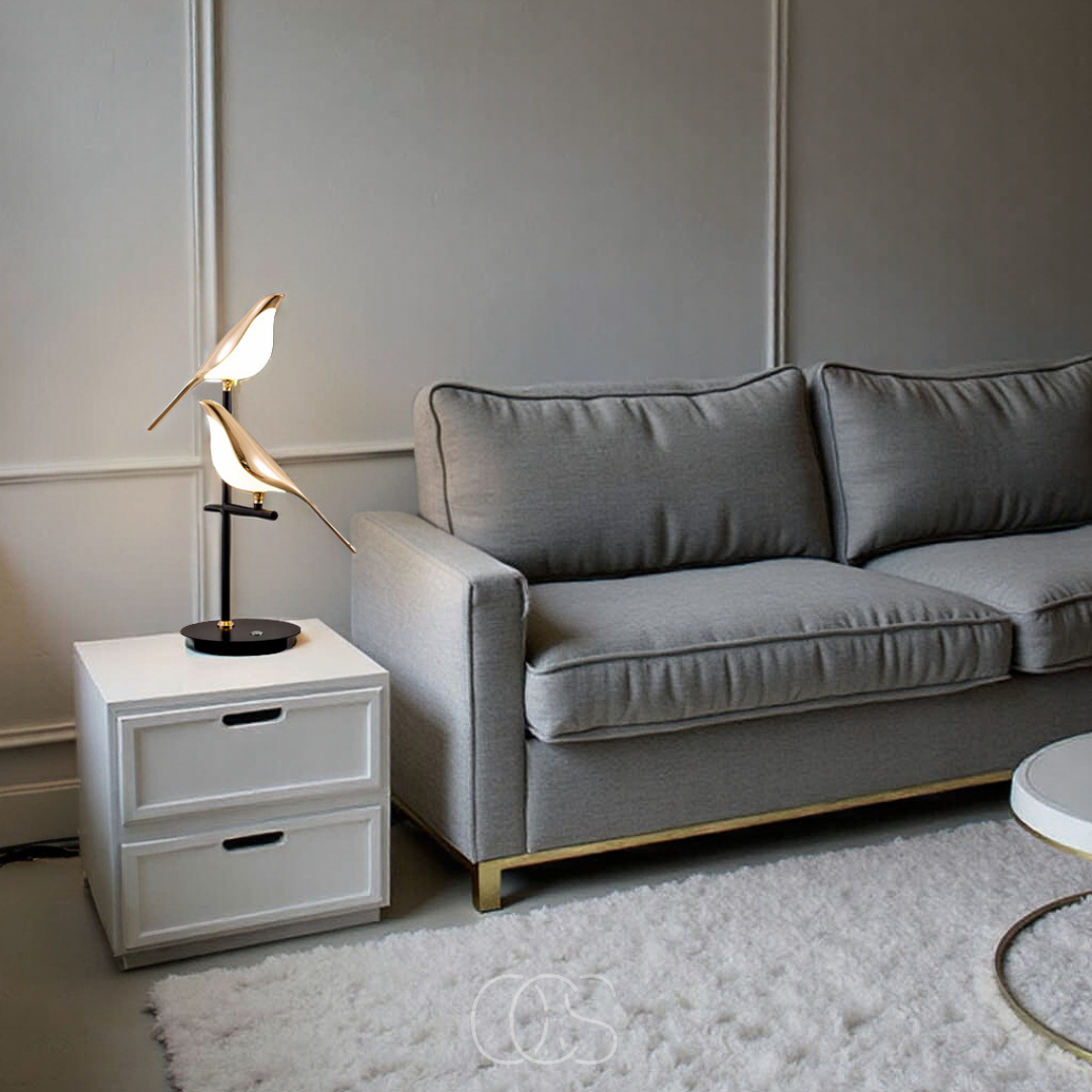 Norroe - Lampada da tavolo LED con uccello dorato – luce calda e atmosferica