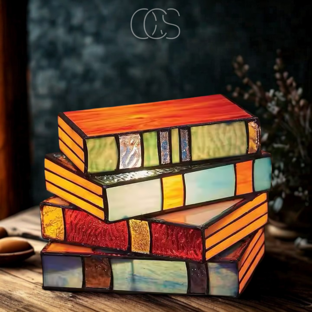 Norroe - Mosaic Book Lamp - Wireless Tiffany Table Lamp