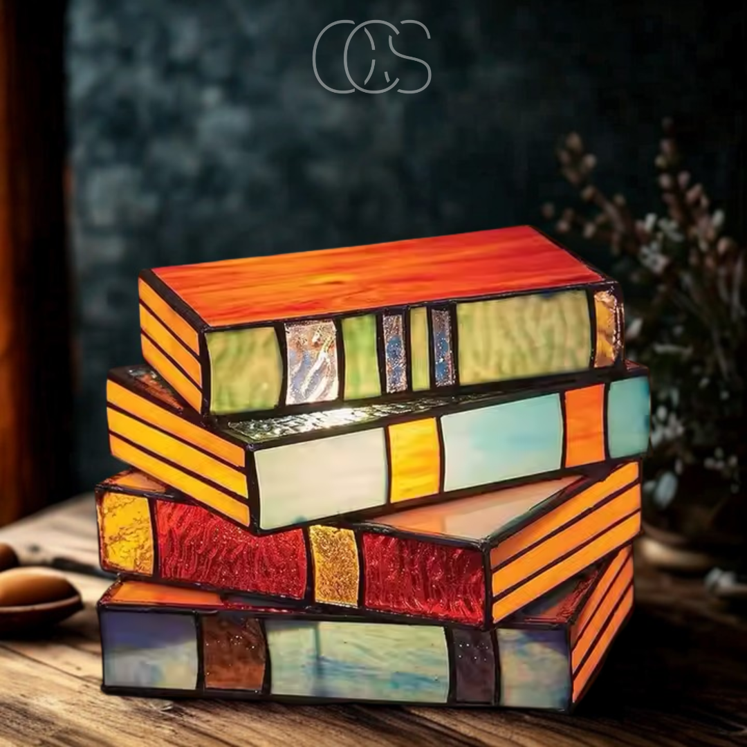 Norroe - Mosaic Book Lamp - Wireless Tiffany Table Lamp